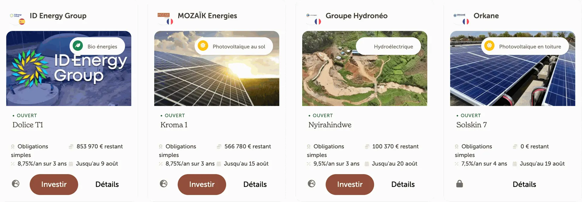 Exemples de projets proposés sur Enerfip Exemples de projets proposés sur Enerfip