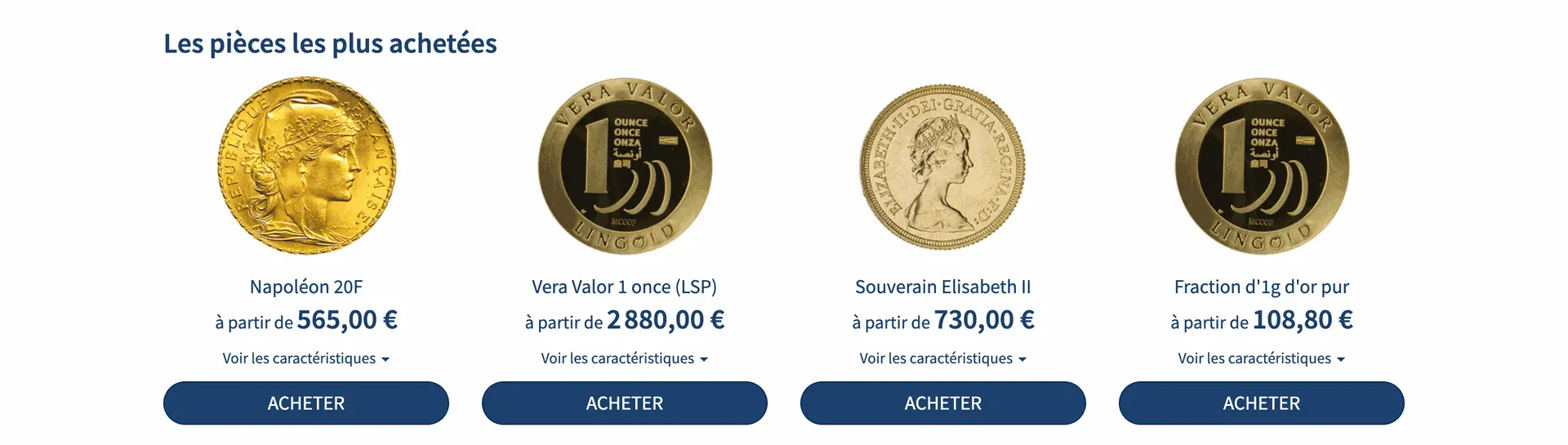Pièces en or à vendre sur AuCOFFRE Pièces en or à vendre sur AuCOFFRE
