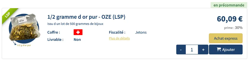 Investissement 0,5 gramme d or pur sur AuCOFFRE.com Investissement 0,5 gramme d or pur sur AuCOFFRE.com