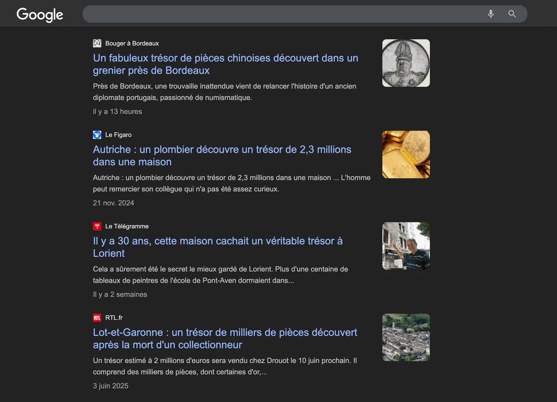 Découverte de trésors dans l'actualité Découverte de trésors dans l'actualité